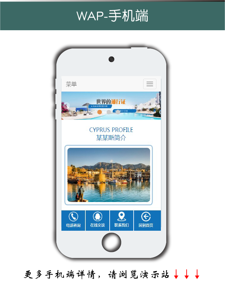 移民房产国外签证类企业网站帝国CMS模板 自适应式手机程序源码